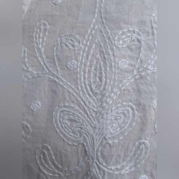 Elie Tahari Perfect Summer White Boho Dainty Embelished Midi Skirt Size M - Picture 5 of 12